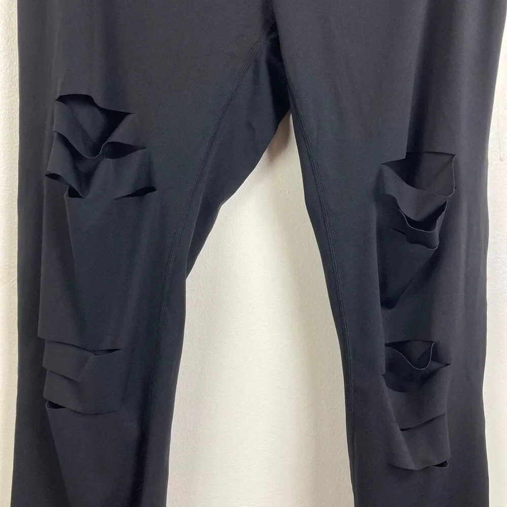 Zyia Active NWT Black Slash Luxe High Rise 7/8 24” Leggings Shredded sz 16-18 - Picture 3 of 11